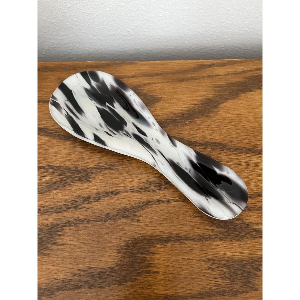 Handmade Spoon Rest - Black and White